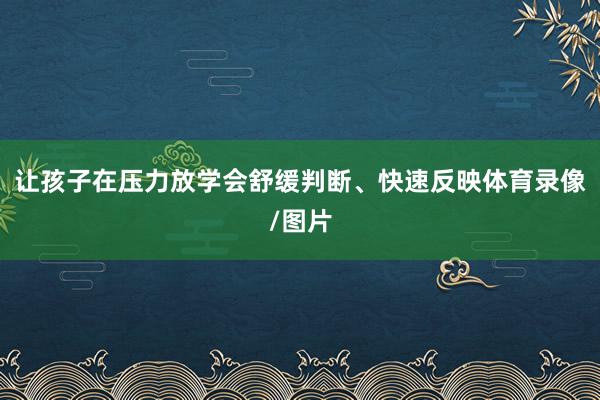 让孩子在压力放学会舒缓判断、快速反映体育录像/图片