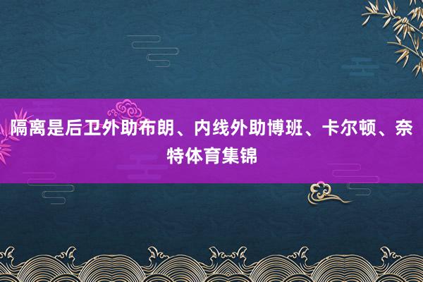 隔离是后卫外助布朗、内线外助博班、卡尔顿、奈特体育集锦