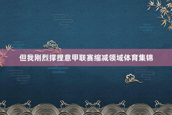 但我刚烈撑捏意甲联赛缩减领域体育集锦