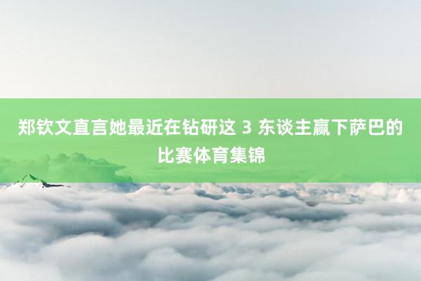 郑钦文直言她最近在钻研这 3 东谈主赢下萨巴的比赛体育集锦