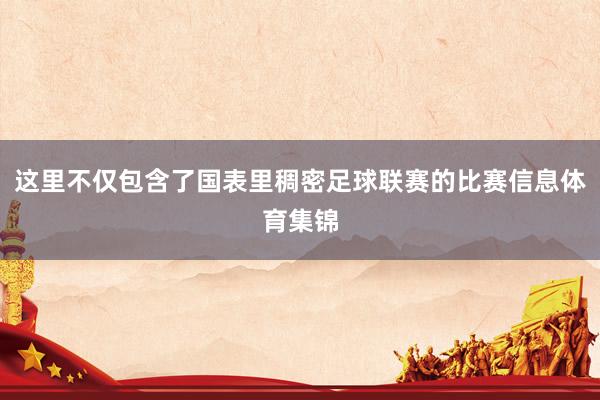 这里不仅包含了国表里稠密足球联赛的比赛信息体育集锦