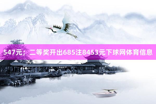 547元；二等奖开出685注8453元下球网体育信息