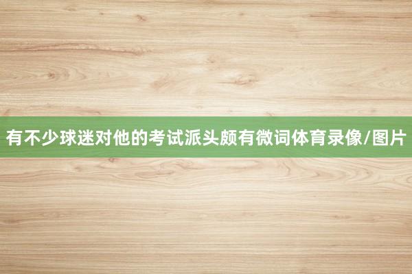有不少球迷对他的考试派头颇有微词体育录像/图片